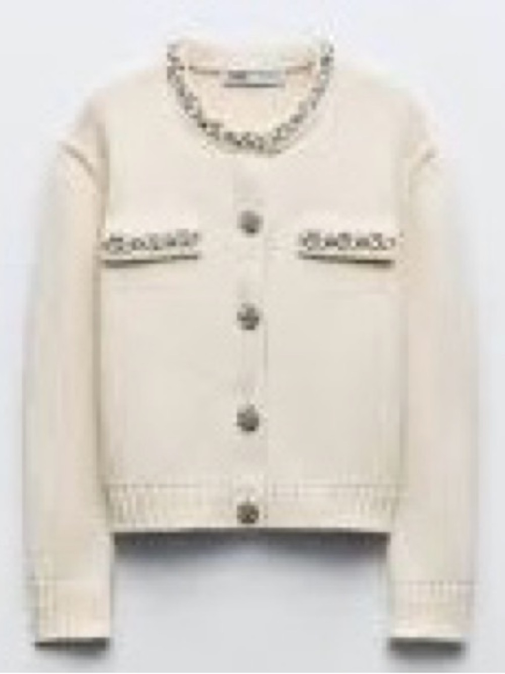 Zara cream jewel cardigan sweater